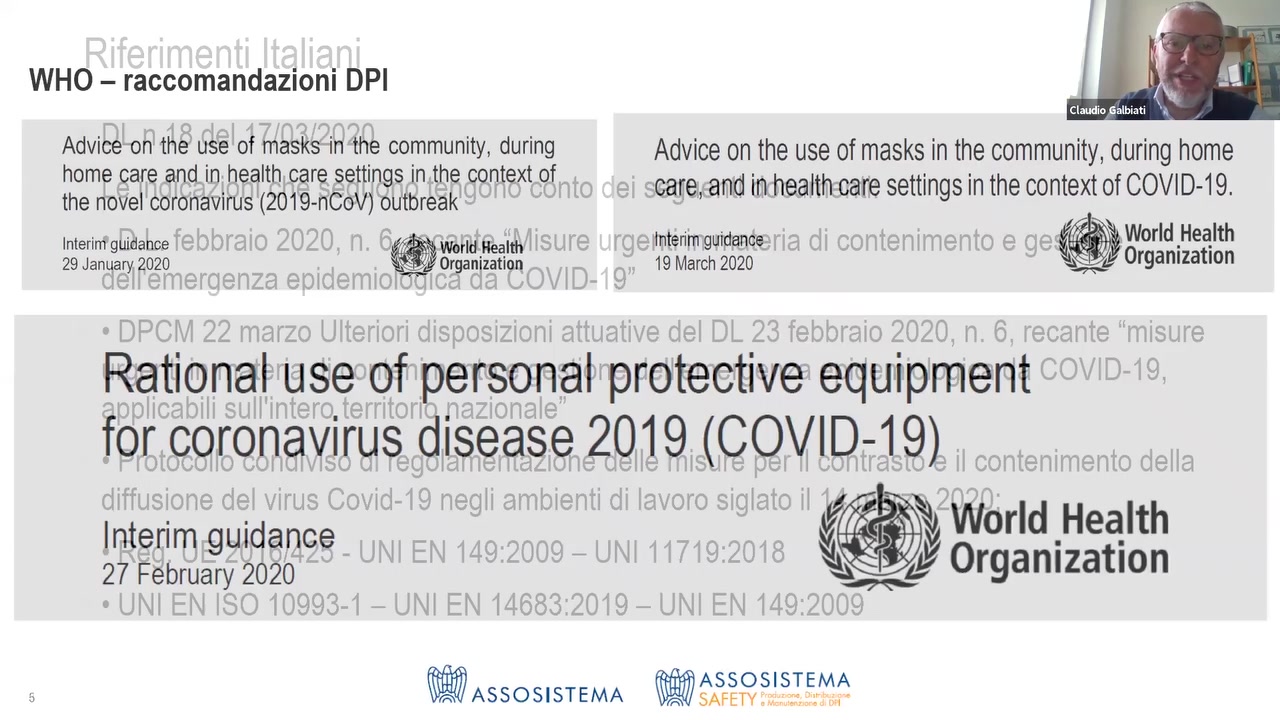 WHO — raccomandazioni DPI

\
Claudiovsalbiati ‘:,

:\dvice~0n11hé‘u_$eh0f masksfiri  commhunity. flirting} Advice on the use of masks in the community, during home
omec%are%a._Ien,e ,.,caerese mgsm ee1coneexeeg_me   _ [r  _ A ~ - _
the noveimcoronavimsm(201m9_nCoV)Outbreak] e m   . ecarem, and nm_heealthcare settings In the context of COVID 19.

lnterimguidance  7*  ” J .  I ‘ wg,,|ag*ea]fh9!%'. \ V [ r~‘W.9".m9UiF13."°’e_’- '‘   '1 W*» * 1- ’ ‘€ %v°r|d.Hea.|th
29 Janu_,a_r_y.2O2QTp W _A  A _ .A >1 ’ 0{ganiz§tion_. . ‘V- 19 March 2020 gawk rgamzatmn

Rationalusemofpersonalprotective eq?ipment      
forcoroenaviruse disease 2019 (COVID-19)    1

._1.

mterim%guidanCei :        } g’ World Health

27February2020 j    %    _ V  0"93"'Z3t'°"

ASSOSISTEMA
 ASSOS|STEMA